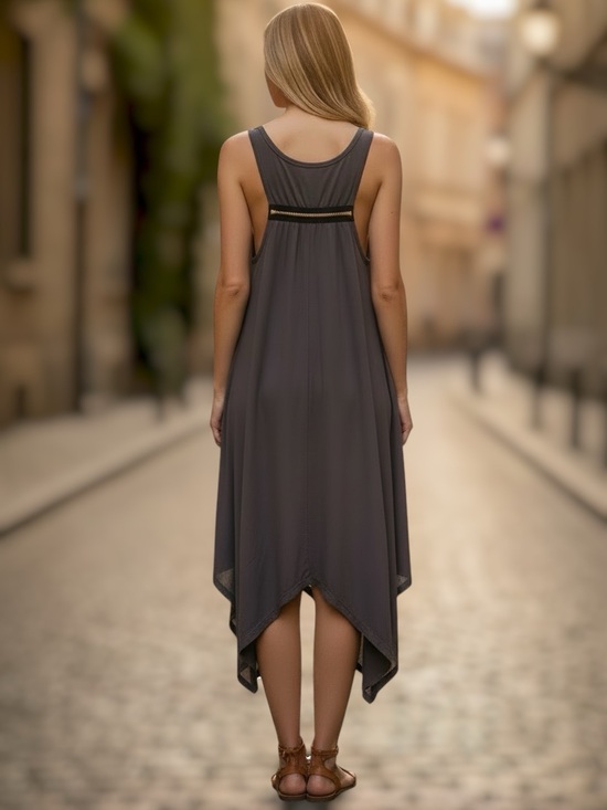 Dresses & Skirts - Super Soft Cotton/Modal Sleeveless Handkerchief Hem Midi Dress, L